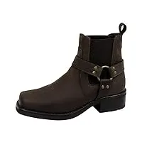 mens gringo's harley brown harness gusset waxy leather biker cowboy boots m486b-uk 11 (eu 45)