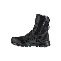 reebok men's dauntless 8" tactical boots with side zip, black, size 11 wide