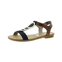 rieker femme sandales 64278,dame sandale à lanières,spartiates,sandales gladiator,chaussures d'été,confortables,pazifik/amaretto / 16,41 eu / 7.5 uk