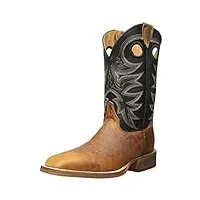 justin boots bottes d'équitation pour homme 11 pouces bent rail, cuir de vache tabac noir spirale, 42 1/3 eu