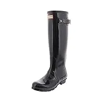 hunter women's original tall gloss navy knee-high rubber rain boot - 5m