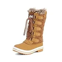 femmes matelassé pluie lacer fourrure chaleureux chaussures neige botte - tas40 - ayc0006 - tan suède - 40 eu