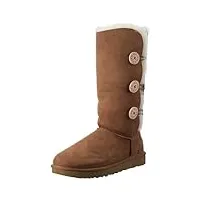 ugg female bailey button triplet ii classic boot, chestnut, 6 (uk)