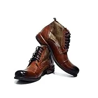 modello oreto - eu 40 - us 7 - uk 6-25,5 cm - handmade italiennes cuir pour des hommes couleur brun bottes bottines - cuir de vachette cuir peint à la main - lacer