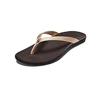 olukai ho'opio leather sandals- women's bubbly/dark java 8