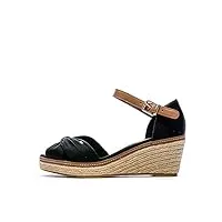 tommy hilfiger chaussures femme semelles compensées espadrilles iconic elba sandal talon compensé, noir (black), 39 eu