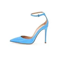 edefs - escarpins femme - brillant bleu chaussure - cheville boucle - talon aiguille - bout pointu fermé - t.45