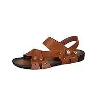 icegrey hommes sandales cuir chaussons antiderapant tongs de plage marron 44