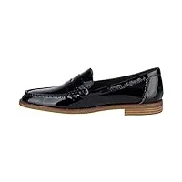 sperry women's seaport penny loafer, black patent, 5 m us