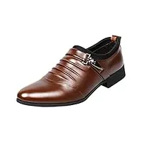 wealsex chaussures de ville sans lacets bout pointu homme chaussures d'affaires grande taille 45 46 47 48(brun,40)