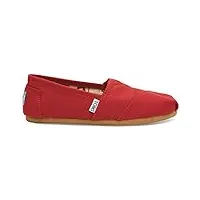 toms women's classic canvas red slip-on shoe - 6 b(m) us