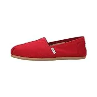 toms women's classic canvas slip-on,red,9 m