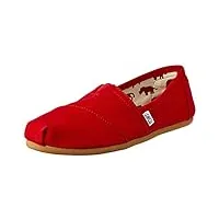toms women's classic canvas slip-on,red,9.5 m