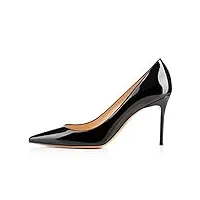 edefs femme escarpins talon aiguille en pu cuir verni classique mode soiree mariage chaussures noir 44