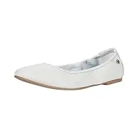 minnetonka casual shoes womens anna ballerina leather chocolate 258 (11 b(m) us, white leather)
