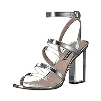 nine west women's fazzani synthetic heeled sandal, silver, 11 m us