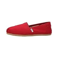 toms women's classic canvas slip-on,red,9.5 m