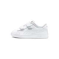 puma unisex kids' fashion shoes smash v2 l v inf trainers & sneakers, puma white-puma white, 25