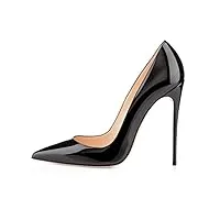 edefs - escarpins femmes - chaussures stilettos - talon aiguille - chaussures femme - vernis noir - taille 45