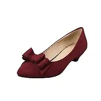 youjia femmes suédine slip on escarpin a petit talon bout pointu chaussures avec bowknot (vin rouge, cn 42 / eu 41)
