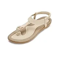 kuonuo sandales plates femme, chaussures de ville Été à talons plats compensés tong confortable, noir beige flip flops chaussure plage vacances