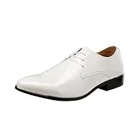 wealsex derby cuir vernis chaussure de ville à lacets homme bout pointu chaussure affaire bureau costume mariage (blanc,45)
