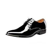 wealsex derby cuir vernis chaussure de ville à lacets homme bout pointu chaussure affaire bureau costume mariage (noir,45)