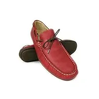 zerimar chaussures bateau en cuir pour hommes | chaussures nautiques | mocassins | grandes tailles 46-50 | couleur: rouge | taille: 48