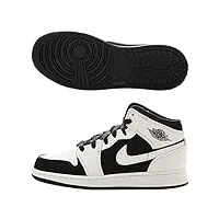 nike homme air jordan 1 mid (gs) chaussures de fitness, blanc (white/black/white 113), 38.5 eu