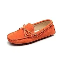 jamron femmes classique daim noeud papillon loafers confortable fait main pantoufle mocassins orange 24208-2 eu44.5