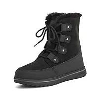 polar boot femmes matelassé court neige hiver fausse fourrure chaud durable imperméable bottes blk37 ayc0520 - noir suède - taille 37 eu/4 uk