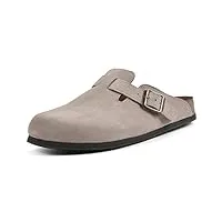white mountain shoes bari sabots en cuir, gris (taupe/daim.), 43 eu