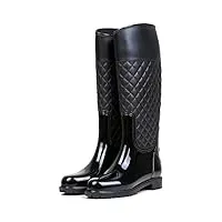aonegold bottes de pluie femme bottes en caoutchouc haut wellington boots chaussures imperméable(noir,taille 37)