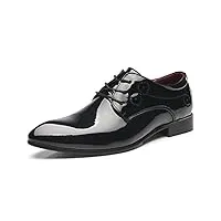 dadawen homme chaussures de ville à lacets verni brillant style brogues chaussures noir 45