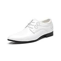 dadawen homme chaussures de ville à lacets verni brillant style brogues chaussures blanc 41