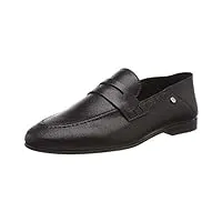 tommy hilfiger femme crackle metallic flat loafer mocassins, noir (black 990), 36 eu