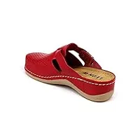 leon 900 sandales sabots mules chaussons chaussures en cuir femme, rouge, eu 39