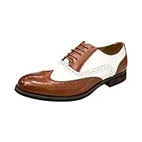 wealsex homme brogues bicolore pu cuir bout pointu chaussures de ville à lacets oxford vintage mariage dressing (marron,40)