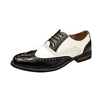 wealsex homme brogues bicolore pu cuir bout pointu chaussures de ville à lacets oxford vintage mariage dressing (noir,43)