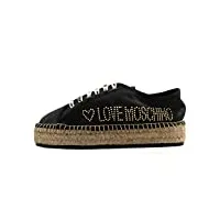 love moschino chaussures femmes sneakers espadrilles nappa noir cuir nouveau