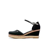 tommy hilfiger chaussures femme semelles compensées espadrilles talon compensé, noir (black), 41 eu