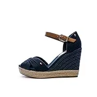 tommy hilfiger chaussures femme semelles compensées espadrilles talon compensé, bleu (desert sky), 38 eu