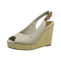 tommy hilfiger chaussures femme semelles compensées espadrilles iconic elena sling back wedge talon compensé, beige (stone), 36 eu