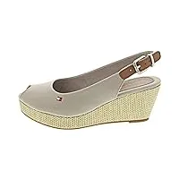 tommy hilfiger chaussures femme semelles compensées espadrilles iconic elba sling back wedge talon compensé, beige (stone), 39 eu