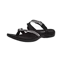 merrell women's district mendi thong sandal, black/white, 6 medium