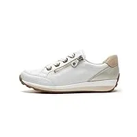 ara femme osaka sneakers basses, blanc (weiss, weissgold/camel 79), 39 eu large