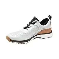 johnston & murphy xc4 h1-luxe chaussures de golf hybrides pour homme | cuir imperméable | légères | rembourrage en mousse à mémoire de forme, blanc (blanc imperméable pleine fleur), 45 eu