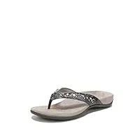 vionic women's rest lucia flip-flop - rhinestone toe-post sandals with concealed orthotic arch support