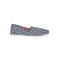 toms women's classic woven navy diamond ankle-high satin loafer - 7m