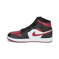 nike homme air jordan 1 mid chaussures de basketball, black/noble red/white, 44 eu